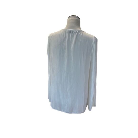 RAMY BROOK AMAL LONG BELL ACCORDION SLEEVE TIE NECK BLOUSE WHITE sz S - Picture 3 of 10